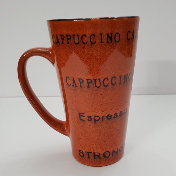 Pfaltzgraff Basics Latte Mugs Burnt Orange Dark Red Tall Coffee Mugs - Picture 3 of 10